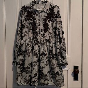 Anthropologie Lavinia Embroidered Shirtdress